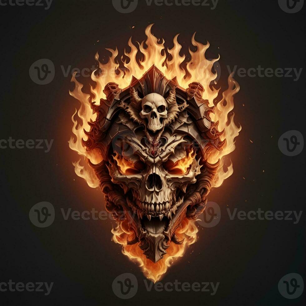 head skull fire mascot and esport gaming logo, AI generated photo