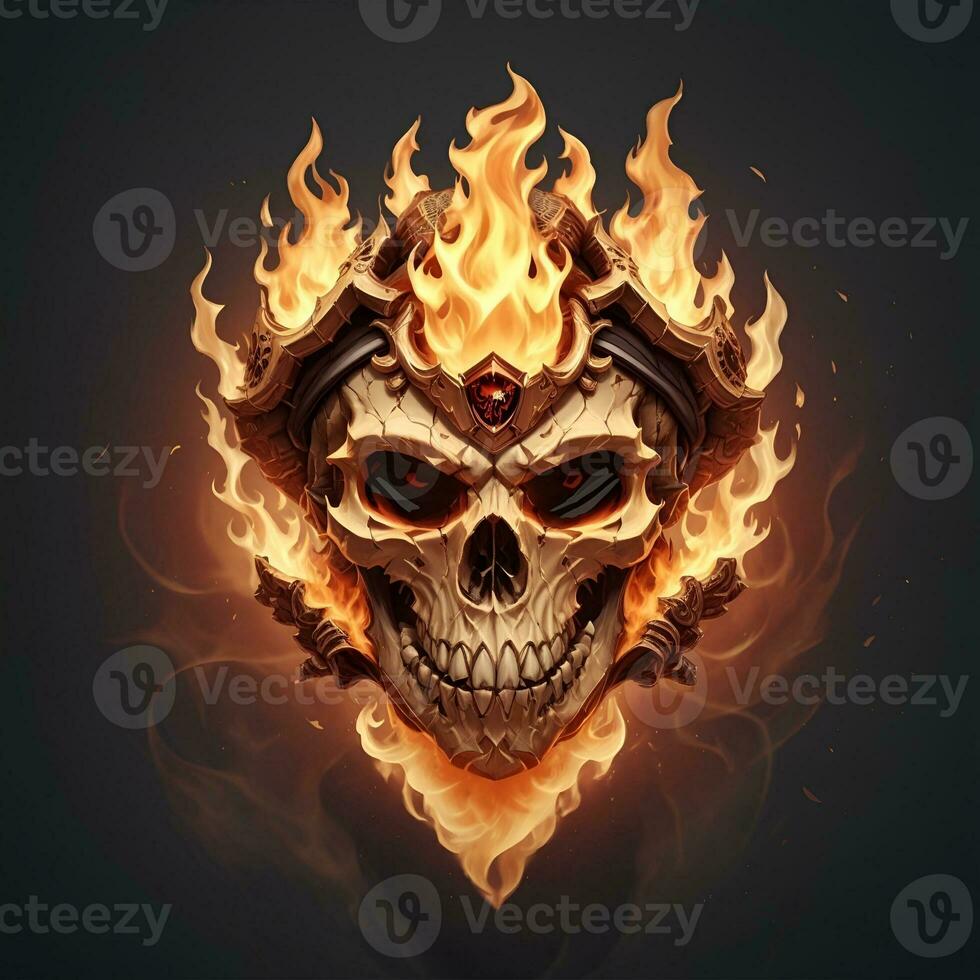 head skull fire mascot and esport gaming logo, AI generated photo