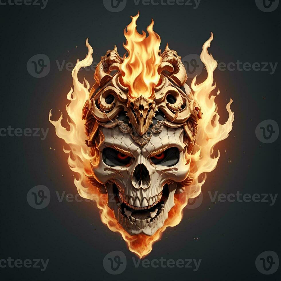 head skull fire mascot and esport gaming logo, AI generated photo