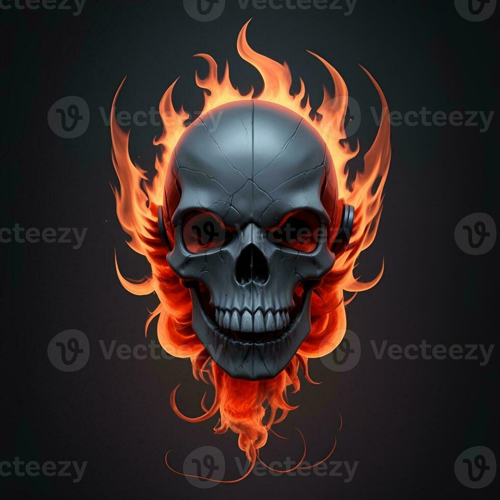 head skull fire mascot and esport gaming logo, AI generated photo