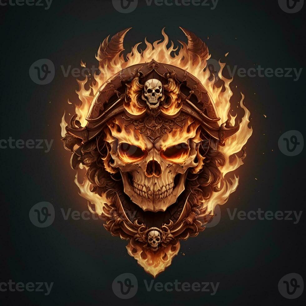 head skull fire mascot and esport gaming logo, AI generated photo