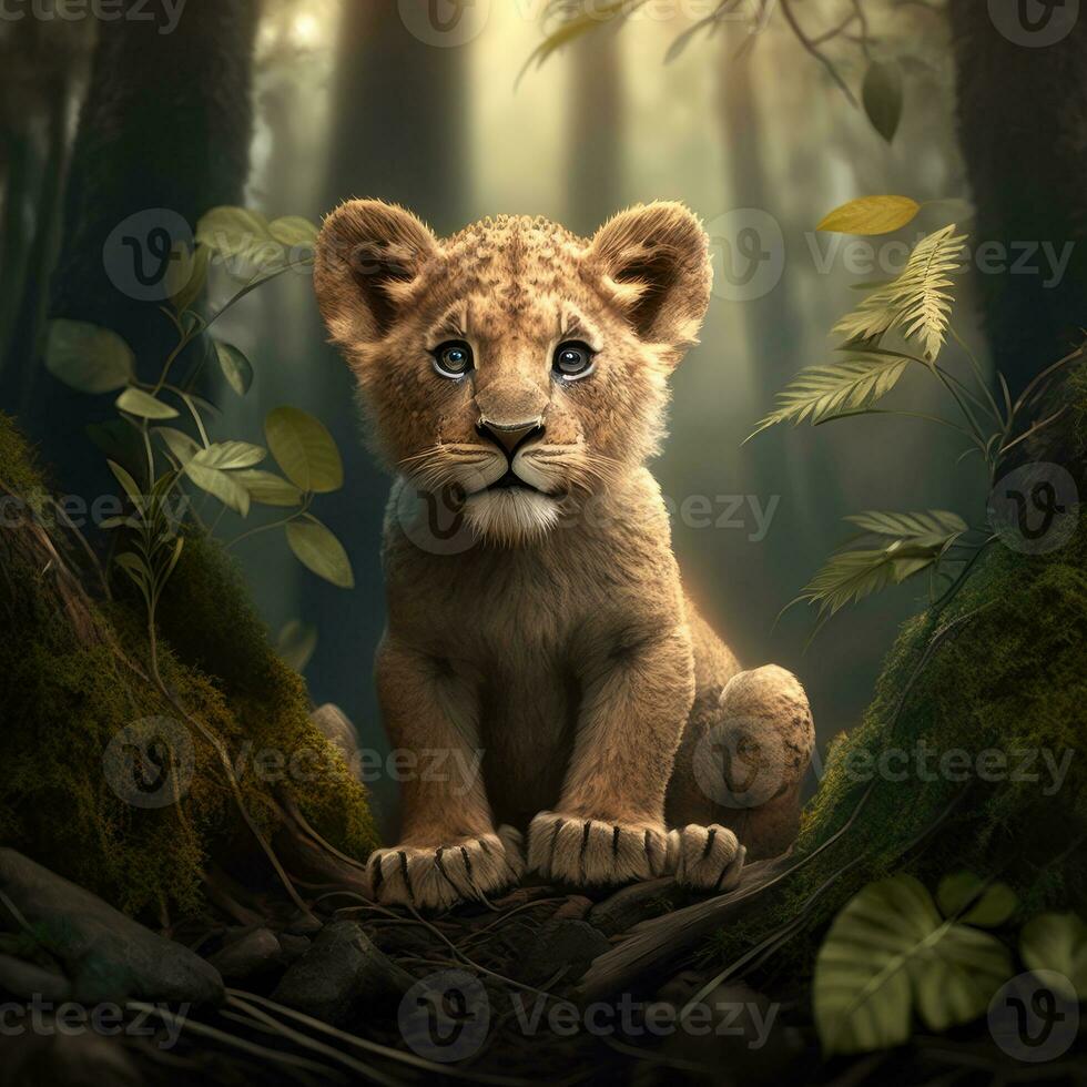 lion in jungle photo
