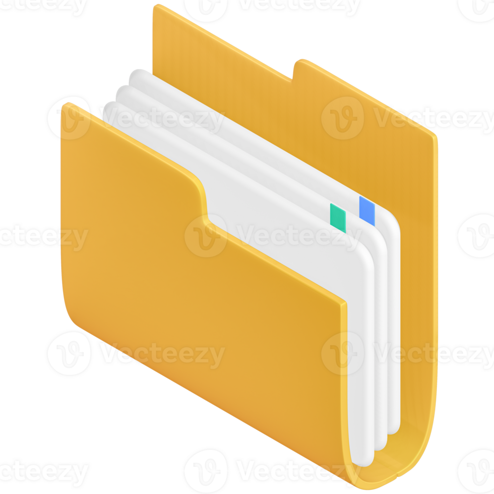 Yellow Folder Icon, 3d rendering png