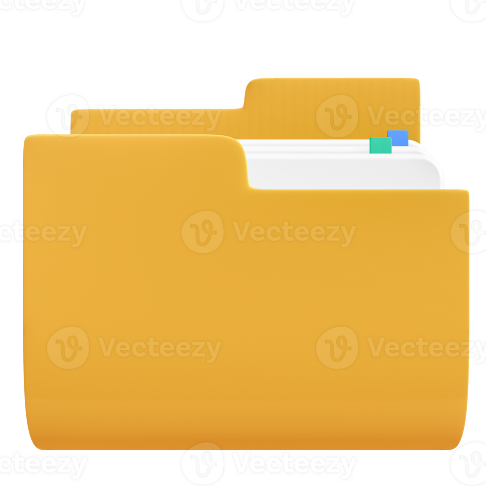 Yellow Folder Icon, 3d rendering png