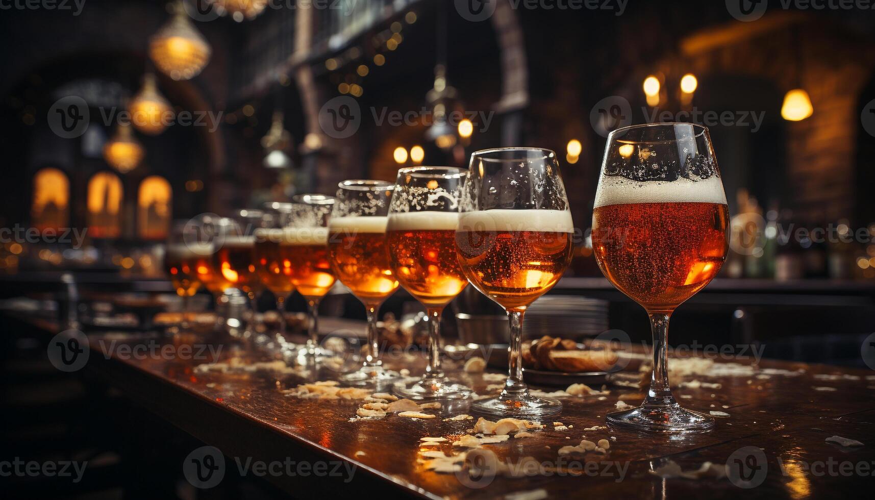 la vida nocturna celebracion a un lujo bar, Bebiendo champán, iluminado vaso generado por ai foto