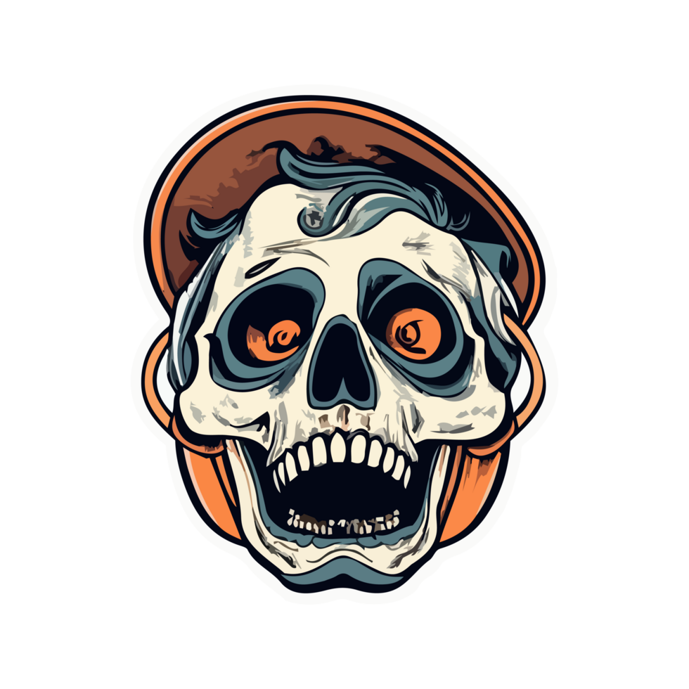 Halloween cartoon stickers bold lines spooky funny Ai generative png