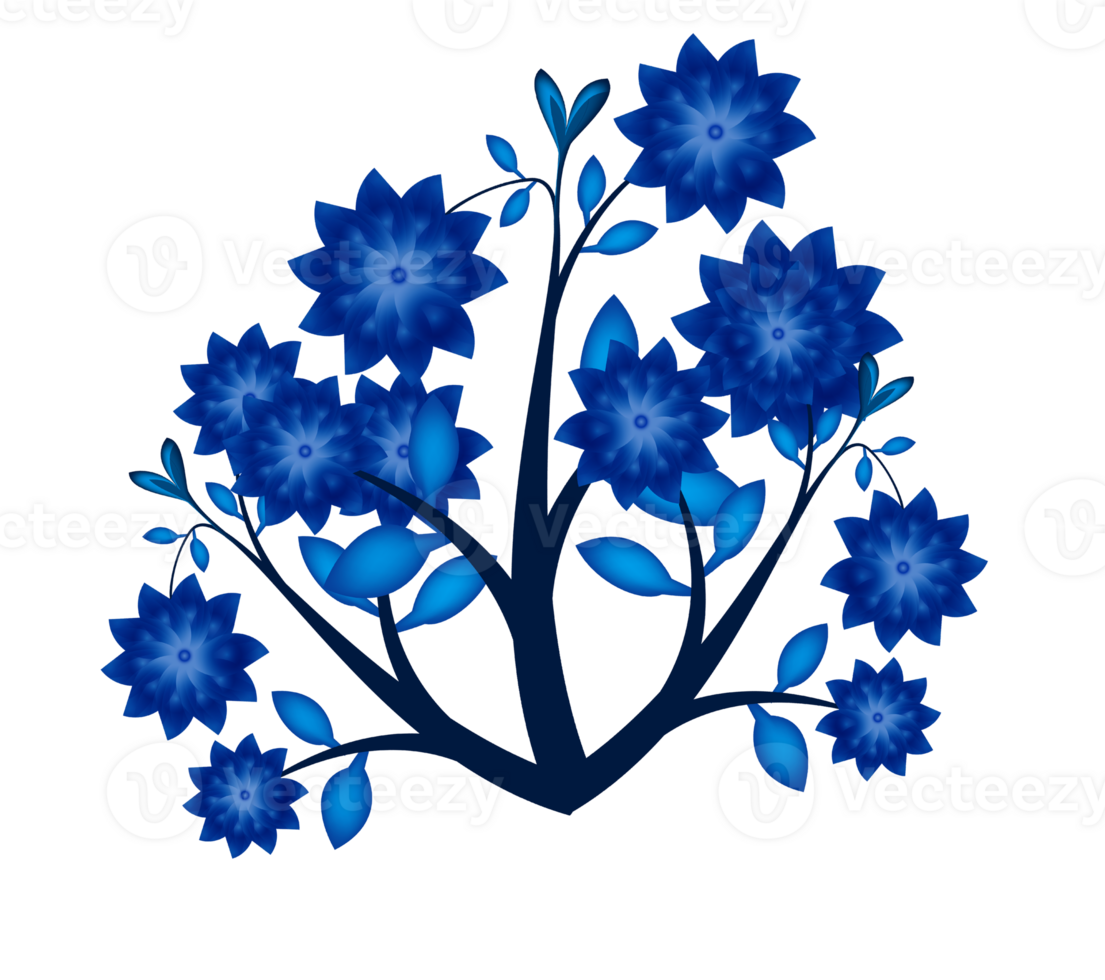 blue flowers on a tree png transparent backgrounds