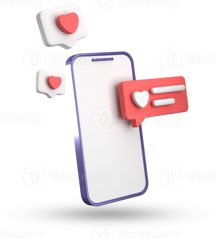 3d rendering of smartphone and speech bubble, 3D pastel chat with symbol, icon set. png