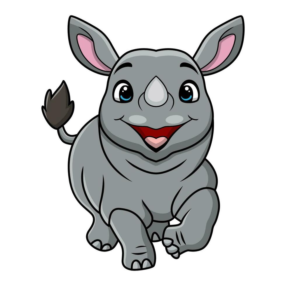 Cute rhino cartoon on white background vector