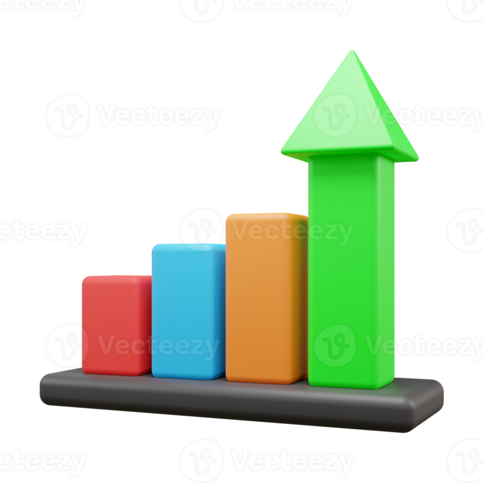 Business growth up graph 3d icon illustration or business success graph 3d icon illustration or business investment graph 3d icon png