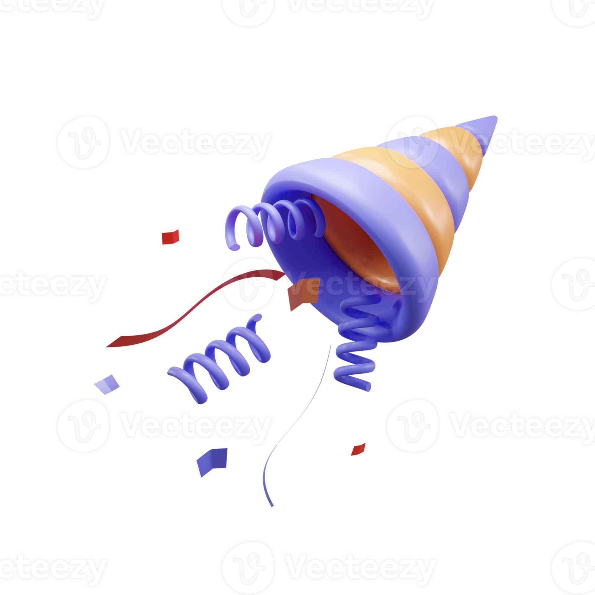 Birthday party popper confetti 3d icon or Party Popper with confetti 3D