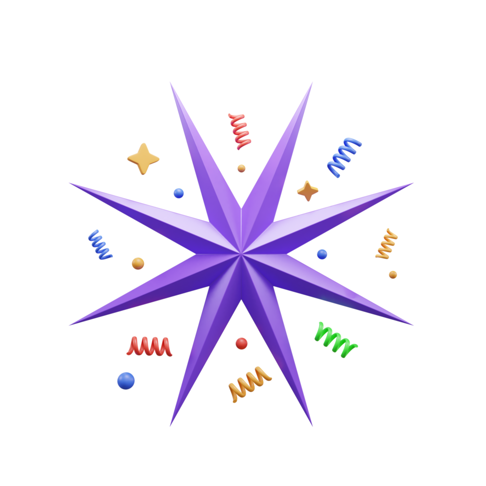 Party Decorative Star 3D Icon or celebration Decorative Star 3D Icon png