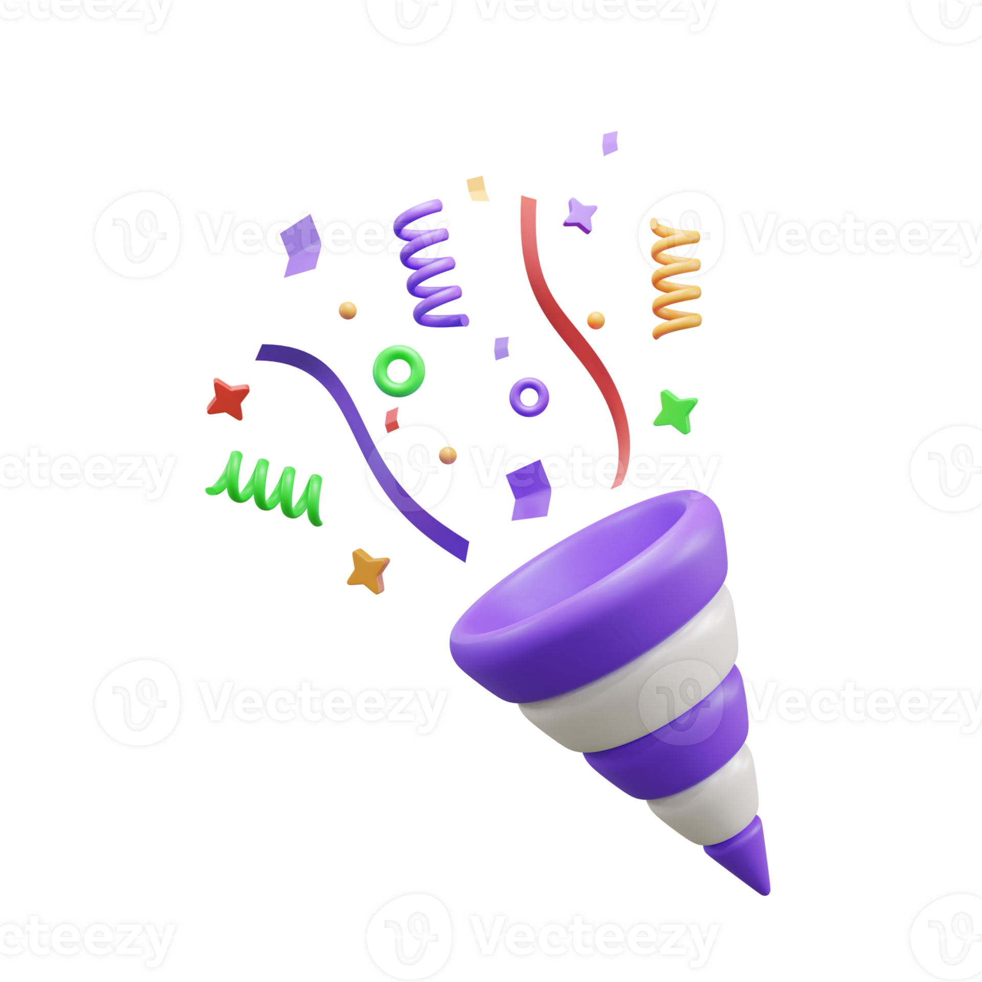 Birthday party popper confetti 3d icon or Party Popper with confetti 3D