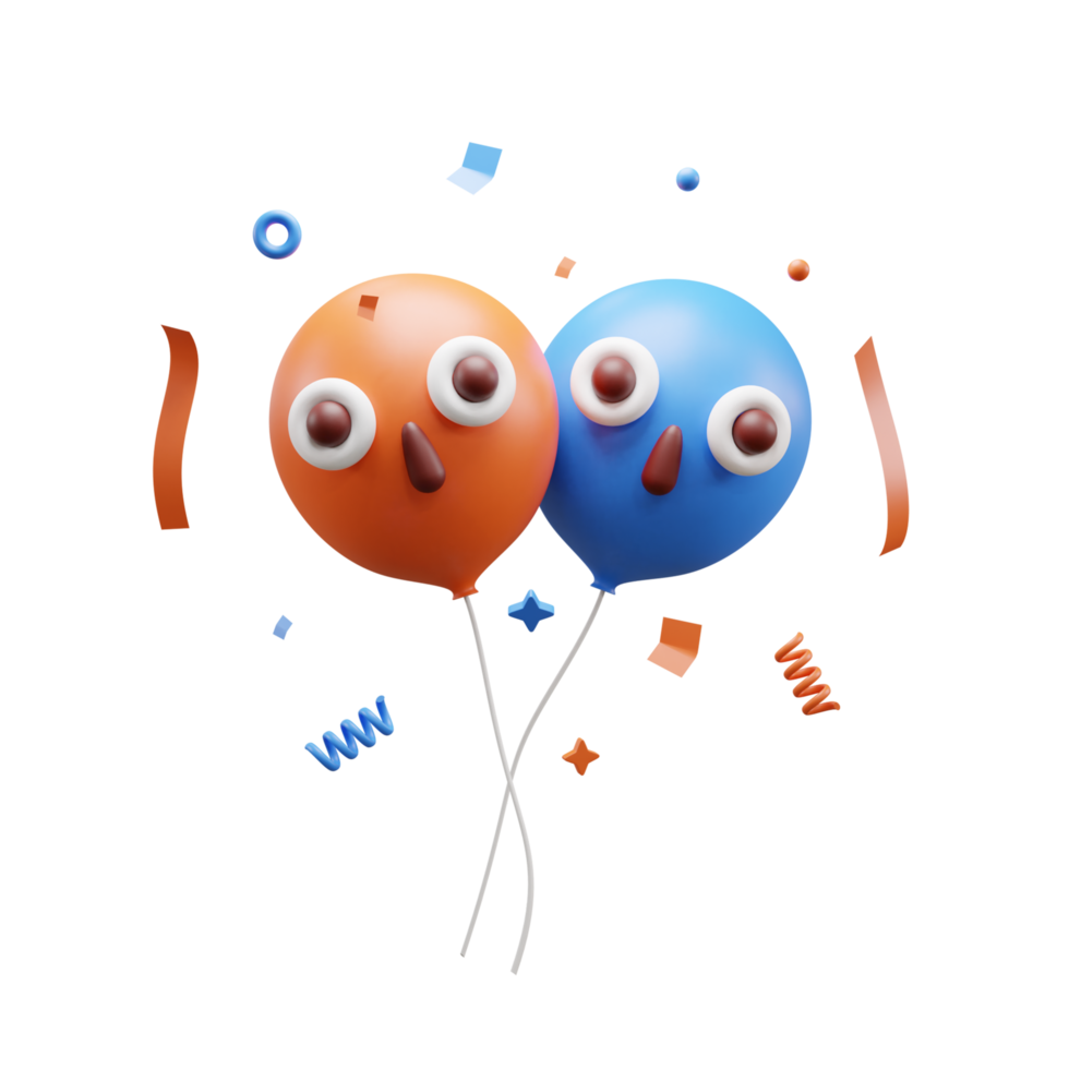 Party balloons 3d icon illustration or Celebration party balloons 3d icon or Birthday party balloon 3d icon png