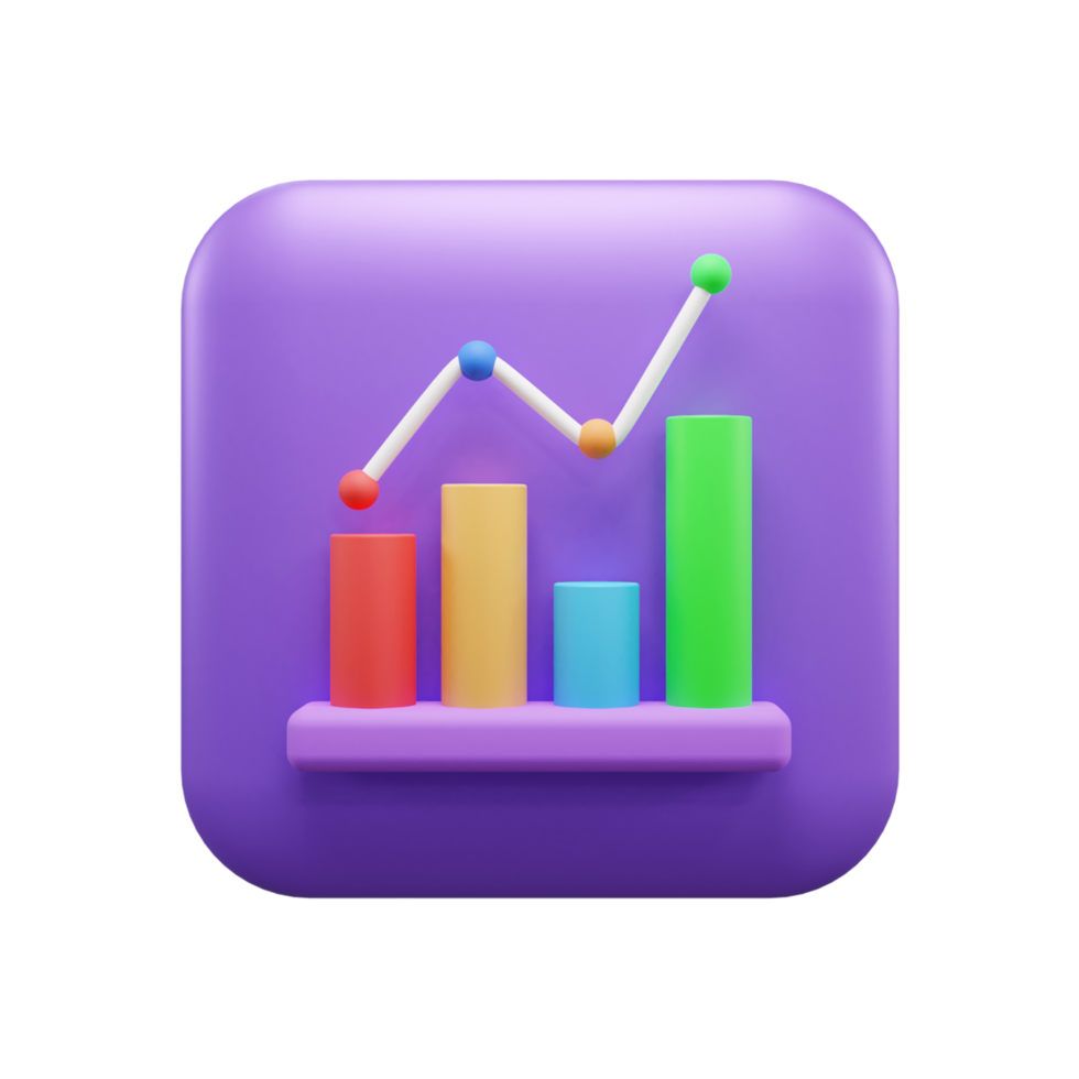 Business growth up graph 3d illustration icon or business success graph 3d icon or Business investment graph 3d icon png