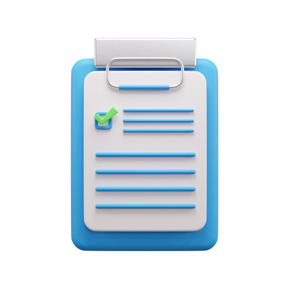 checklist document 3d illustration icon or Clipboard document 3d illustration icon png