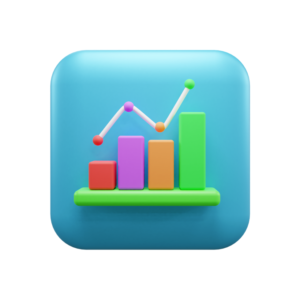 Business growth up graph 3d illustration icon or business success graph 3d icon or Business investment graph 3d icon png