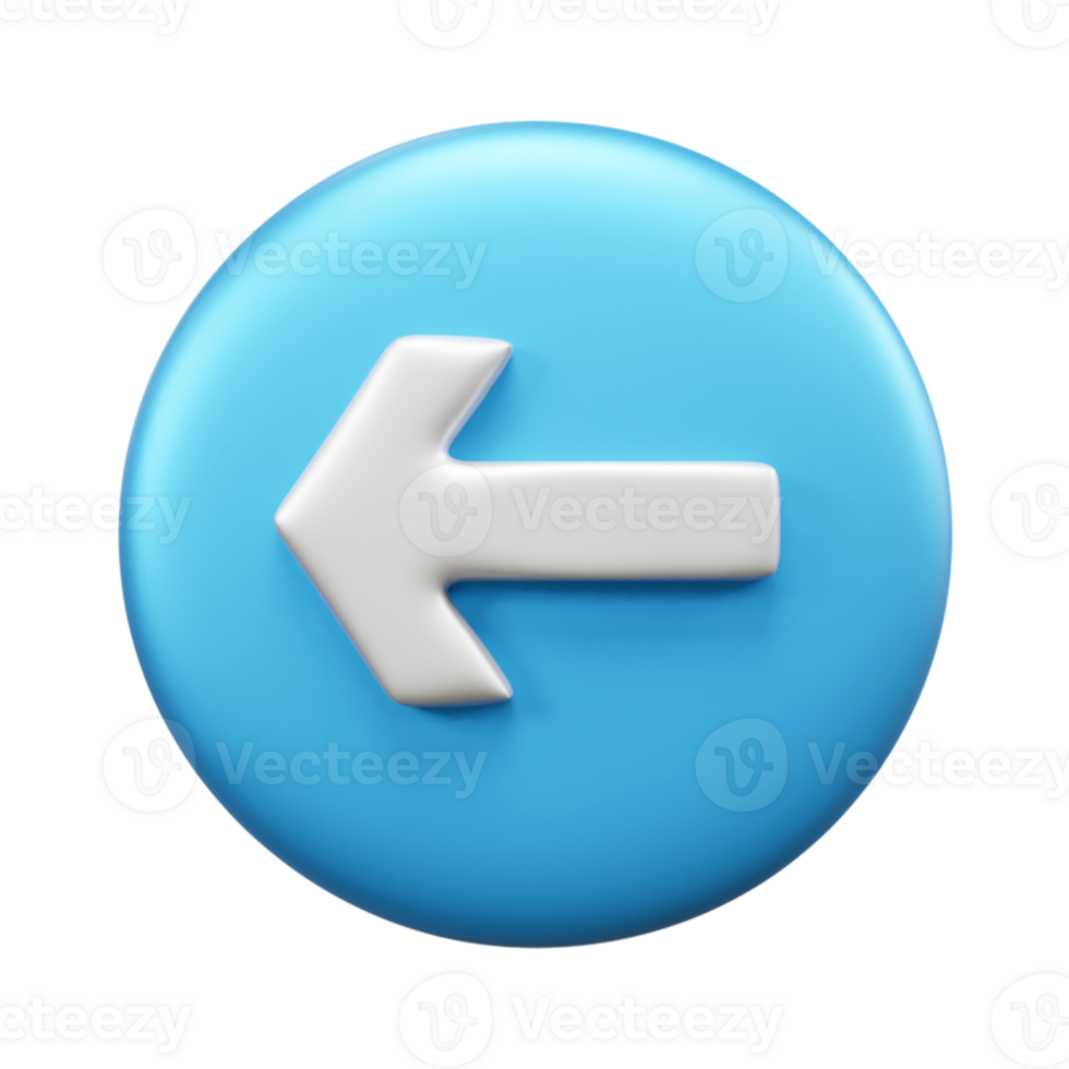 Left arrow 3d illustration or left direction arrow 3d icon png