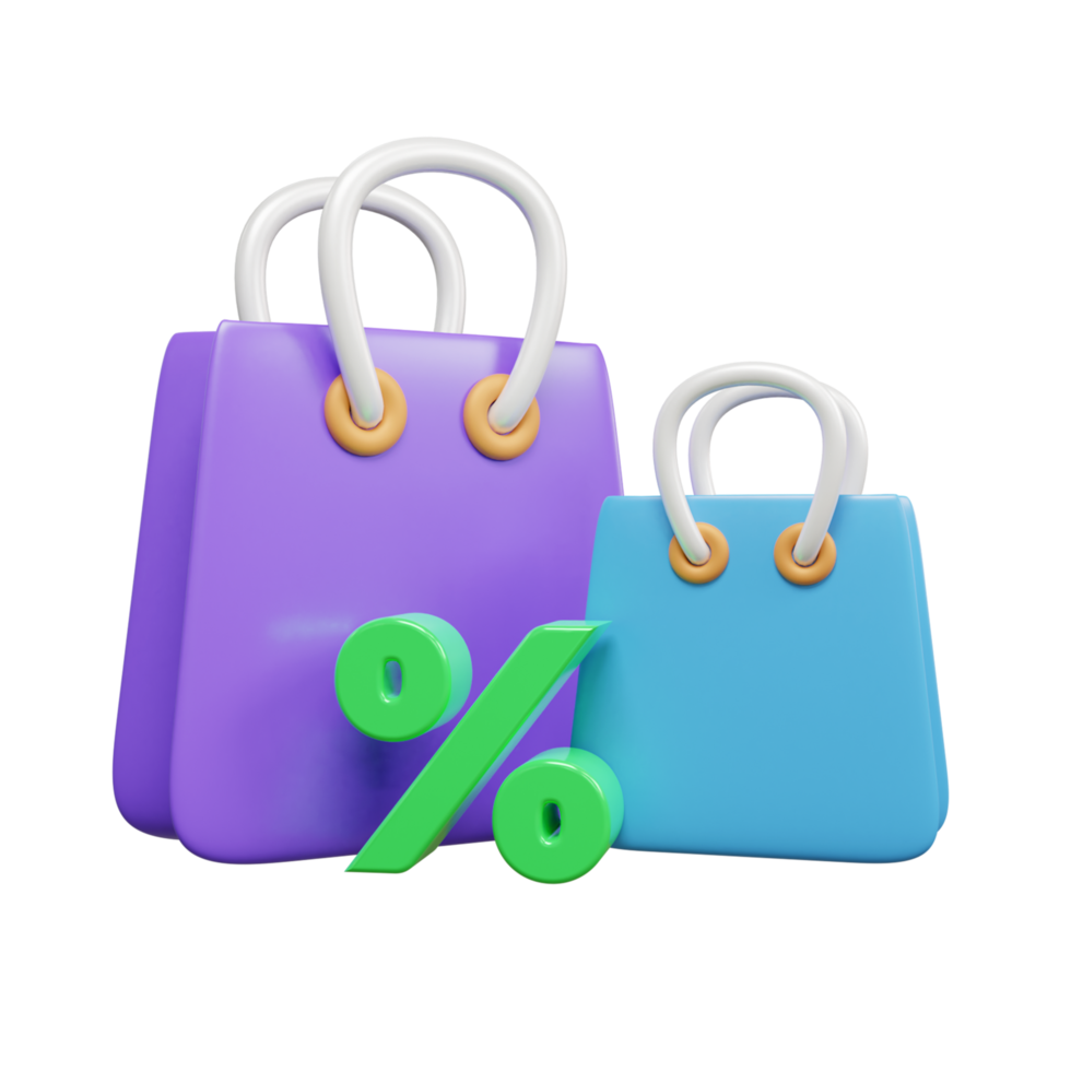 Shopping bag 3d icon illustration or online shopping chart 3d illustration or online shopping concept icon png