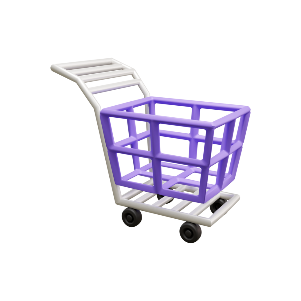 Shopping chart 3d icon illustration or shopping trolley 3d illustration or shopping bag 3d illustration png