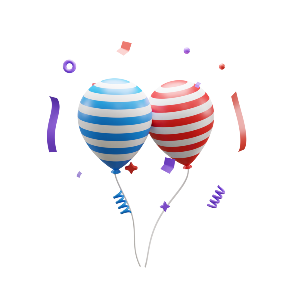Party balloons 3d icon illustration or Celebration party balloons 3d icon or Birthday party balloon 3d icon png