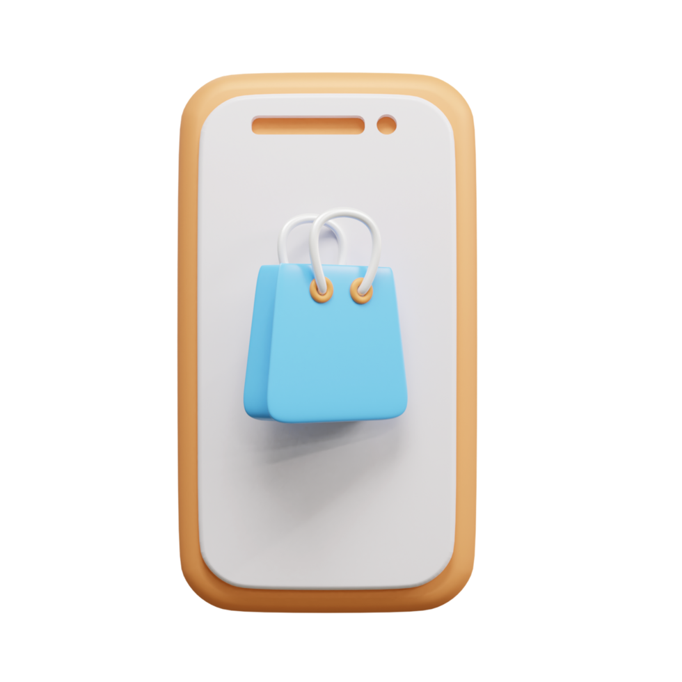 Shopping bag 3d icon illustration or online shopping chart 3d illustration or online shopping concept icon png