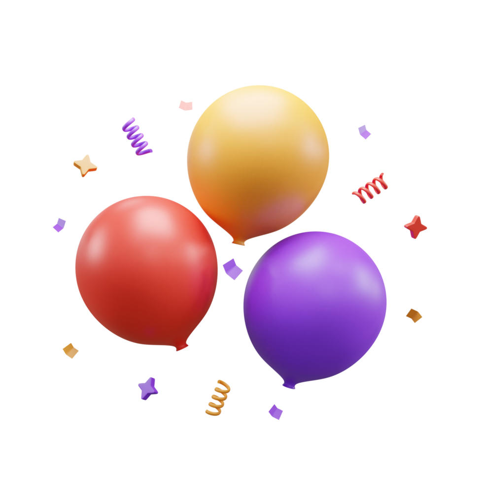 Party balloons 3d icon illustration or Celebration party balloons 3d icon or Birthday party balloon 3d icon png