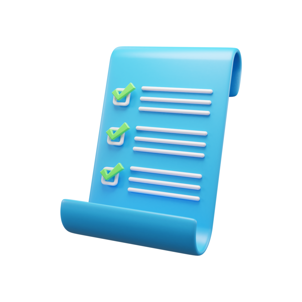 checklist document 3d illustration icon or Clipboard document 3d illustration icon png