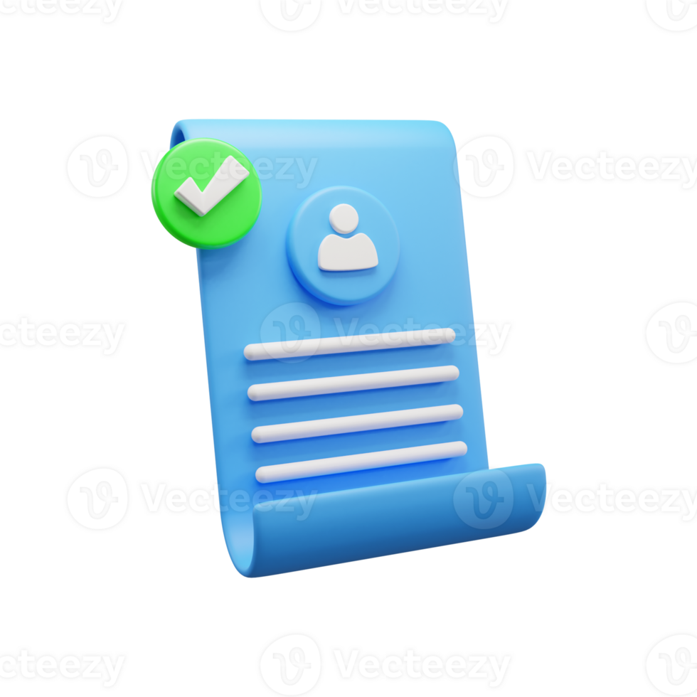 CV Approved 3d illustration icon or Resume Approved 3D illustration icon png