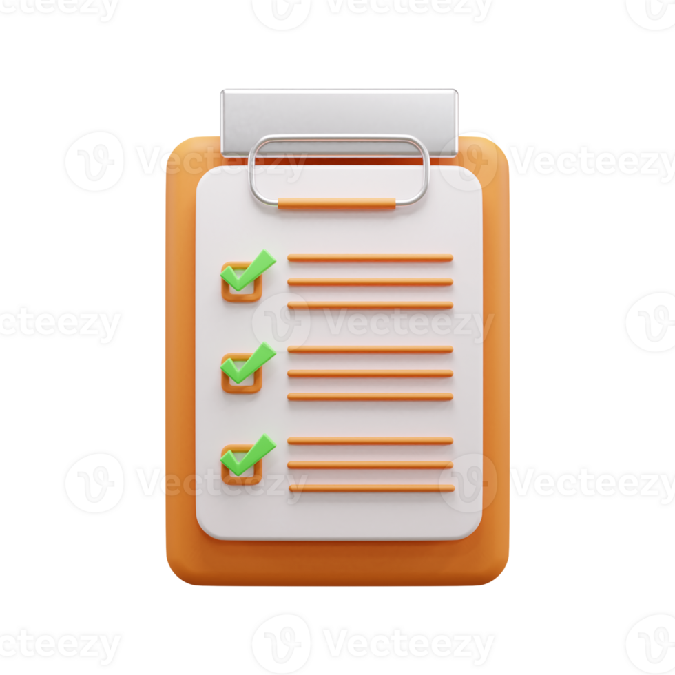 checklist document 3d illustration icon or Clipboard document 3d illustration icon png