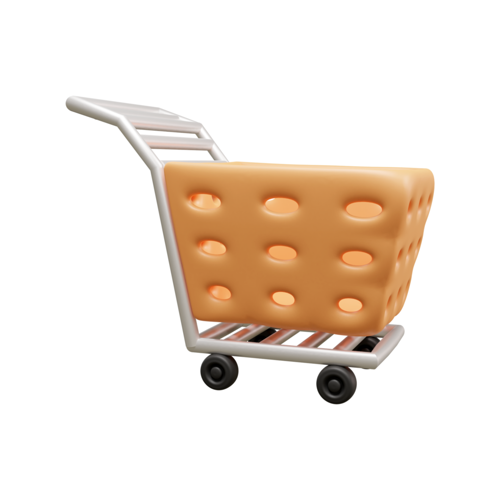 Shopping chart 3d icon illustration or shopping trolley 3d illustration or shopping bag 3d illustration png