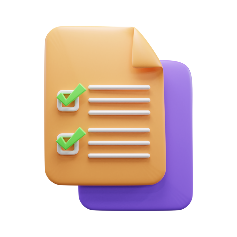 checklist document 3d illustration icon or Clipboard document 3d illustration icon png