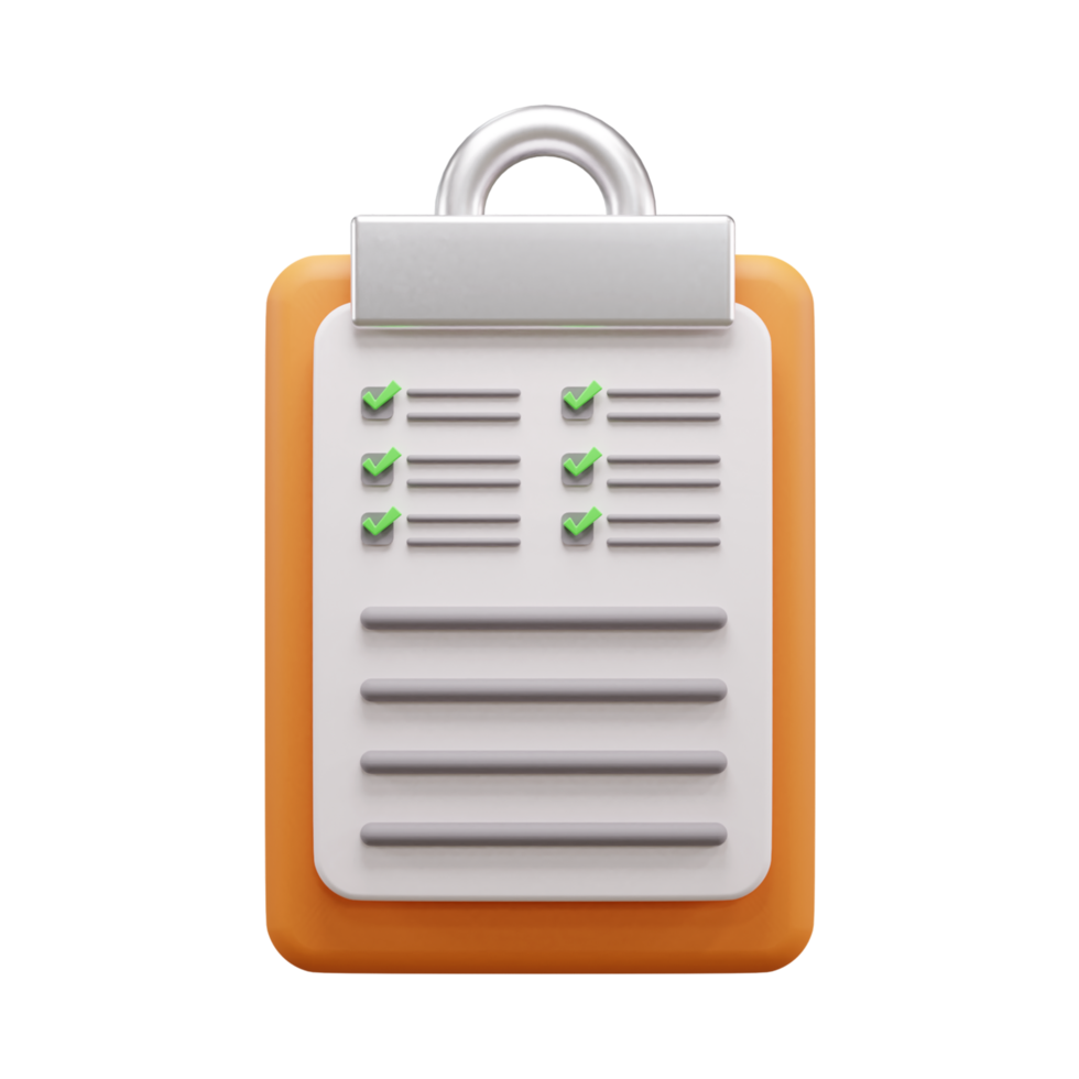 checklist document 3d illustration icon or Clipboard document 3d illustration icon png