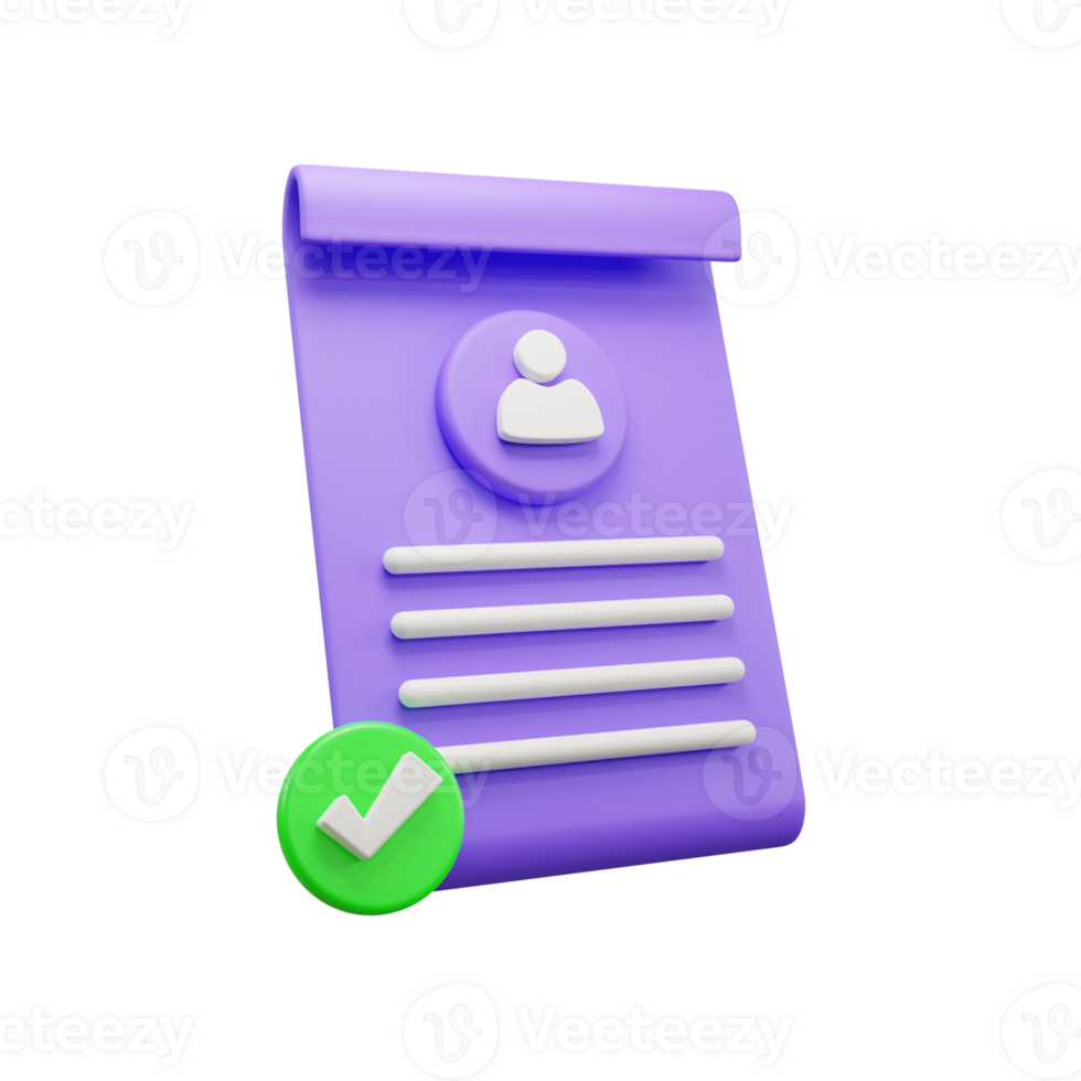 CV Approved 3d illustration icon or Resume Approved 3D illustration icon png