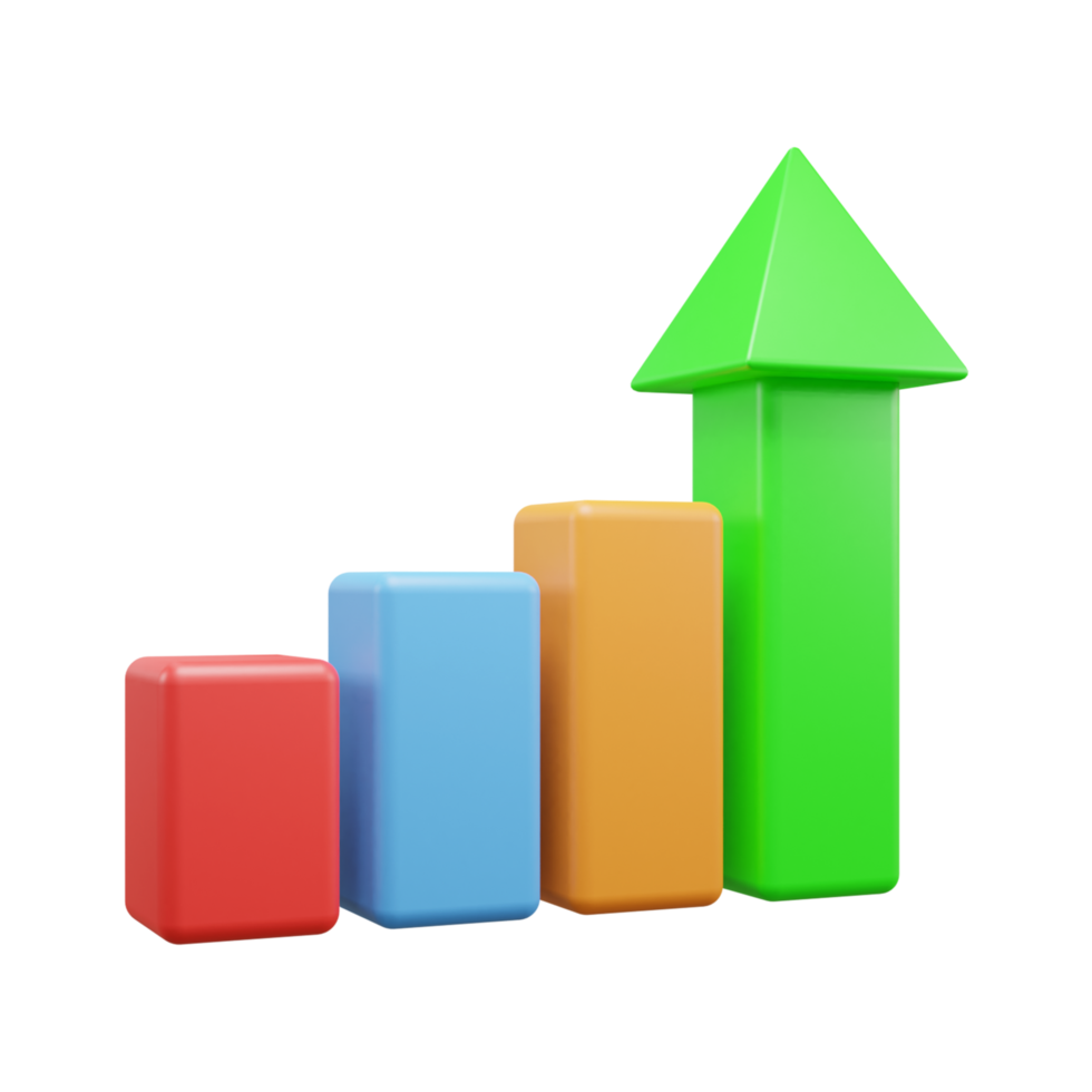 Business growth up graph 3d illustration icon or business success graph 3d icon or Business investment graph 3d icon png