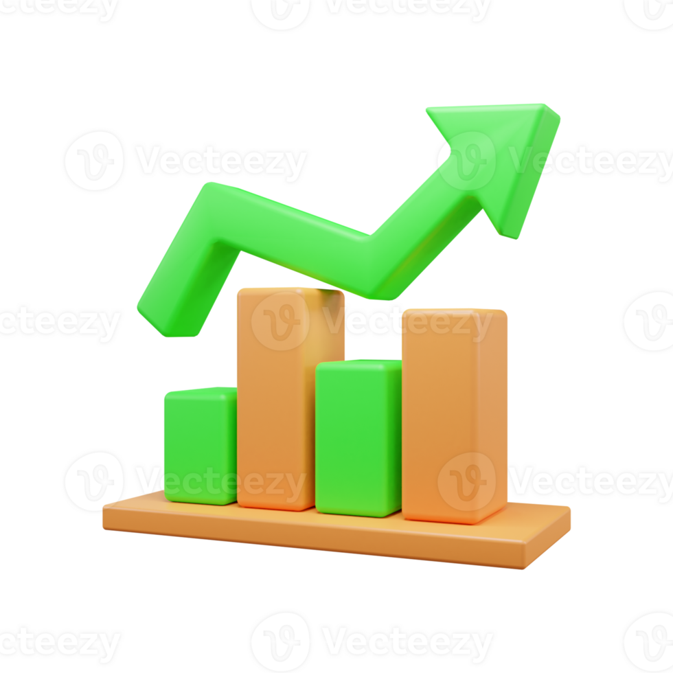 bedrijf groei omhoog diagram 3d icoon illustratie of bedrijf succes diagram 3d icoon illustratie of bedrijf investering diagram 3d icoon png