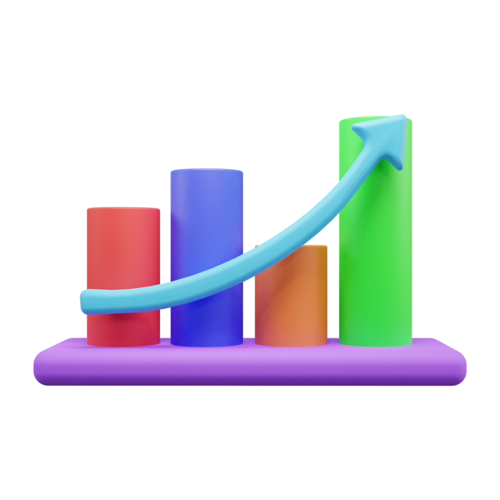 Business growth up graph 3d illustration icon or business success graph 3d icon or Business investment graph 3d icon png