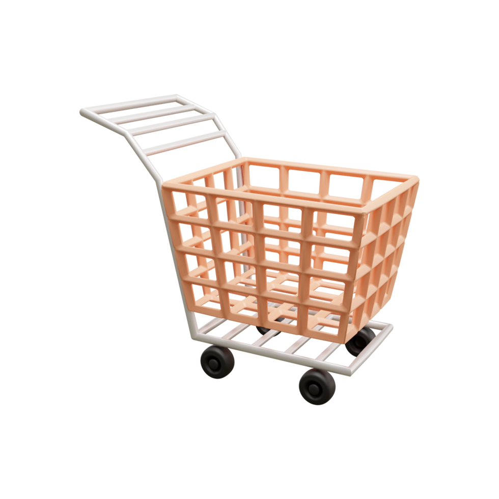 Shopping chart 3d icon illustration or shopping trolley 3d illustration or shopping bag 3d illustration png