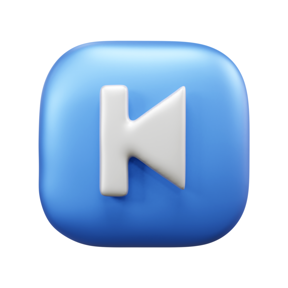 Play Previous 3d illustration icon or previous video play 3d icon or 3d multimedia icon illustration png