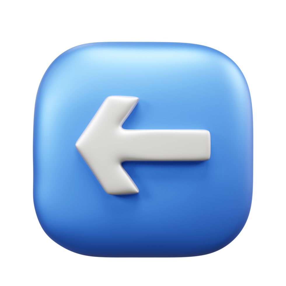 Left arrow 3d illustration or left direction arrow 3d icon png