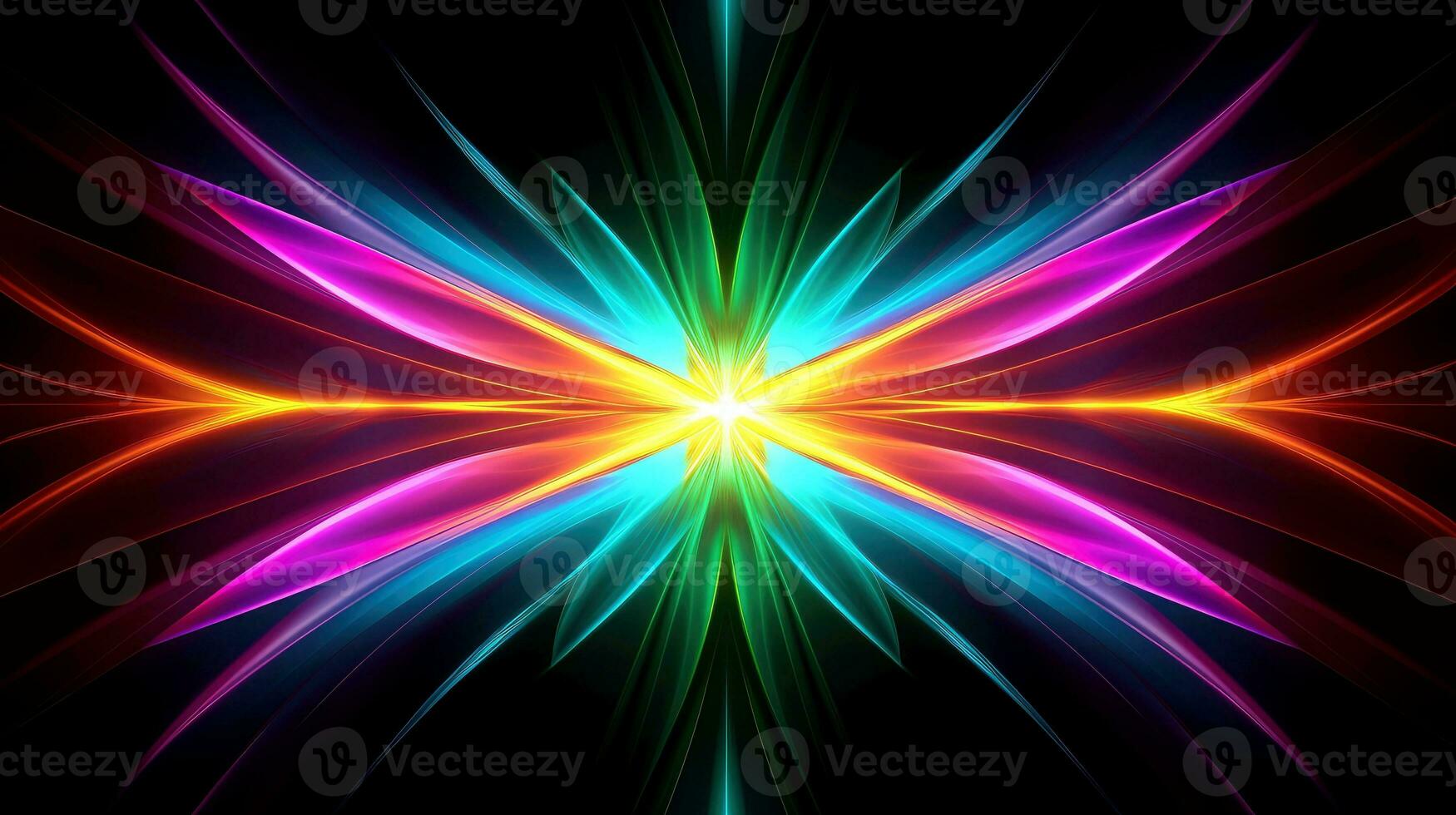 Abstract multicolor neon glowing line, Technology background, Generative AI illustration photo