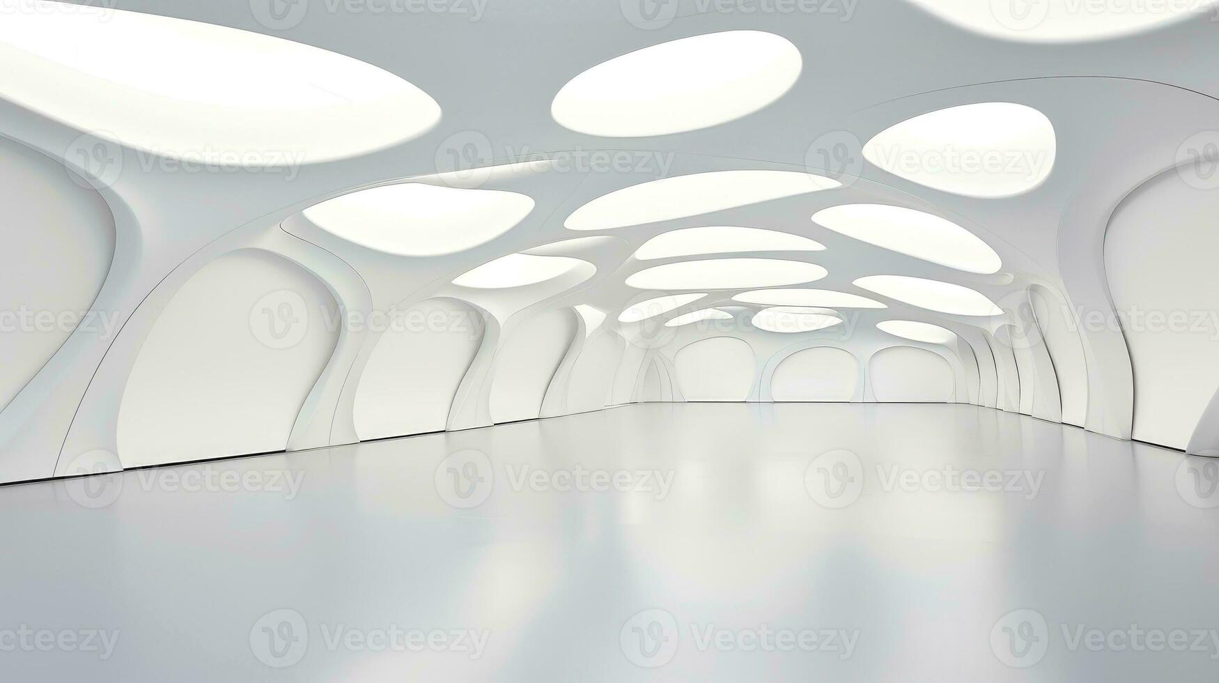 Abstract white architecture background, white geometric wallpaper, Generative AI illustration photo