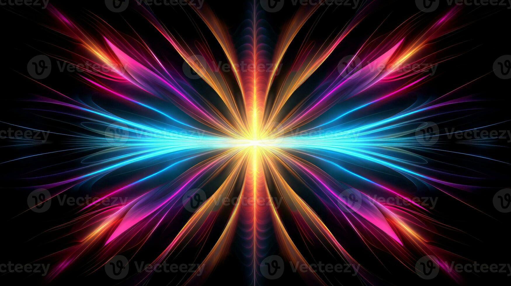 Abstract multicolor neon glowing line, Technology background, Generative AI illustration photo
