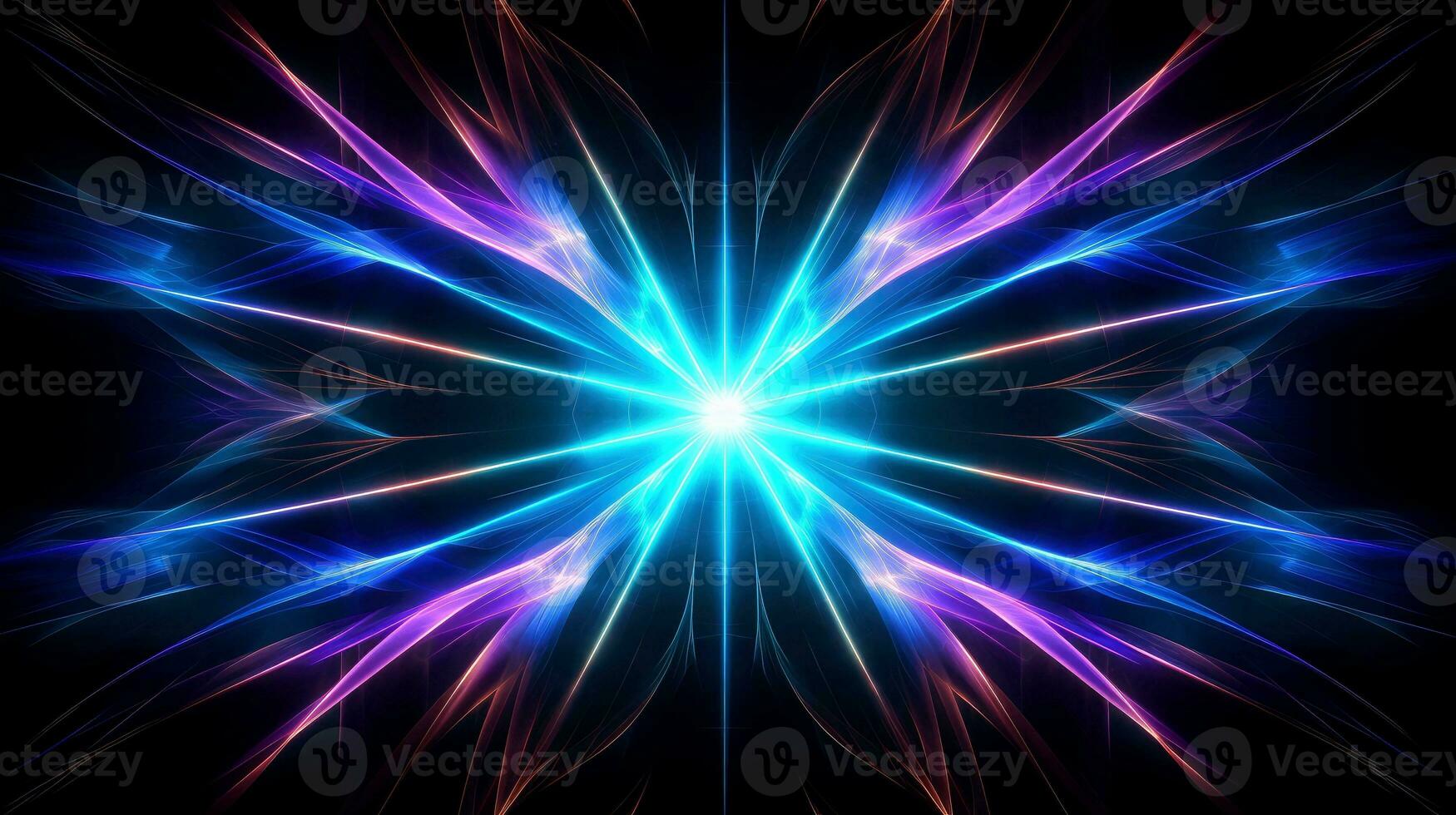 Abstract multicolor neon glowing line, Technology background, Generative AI illustration photo
