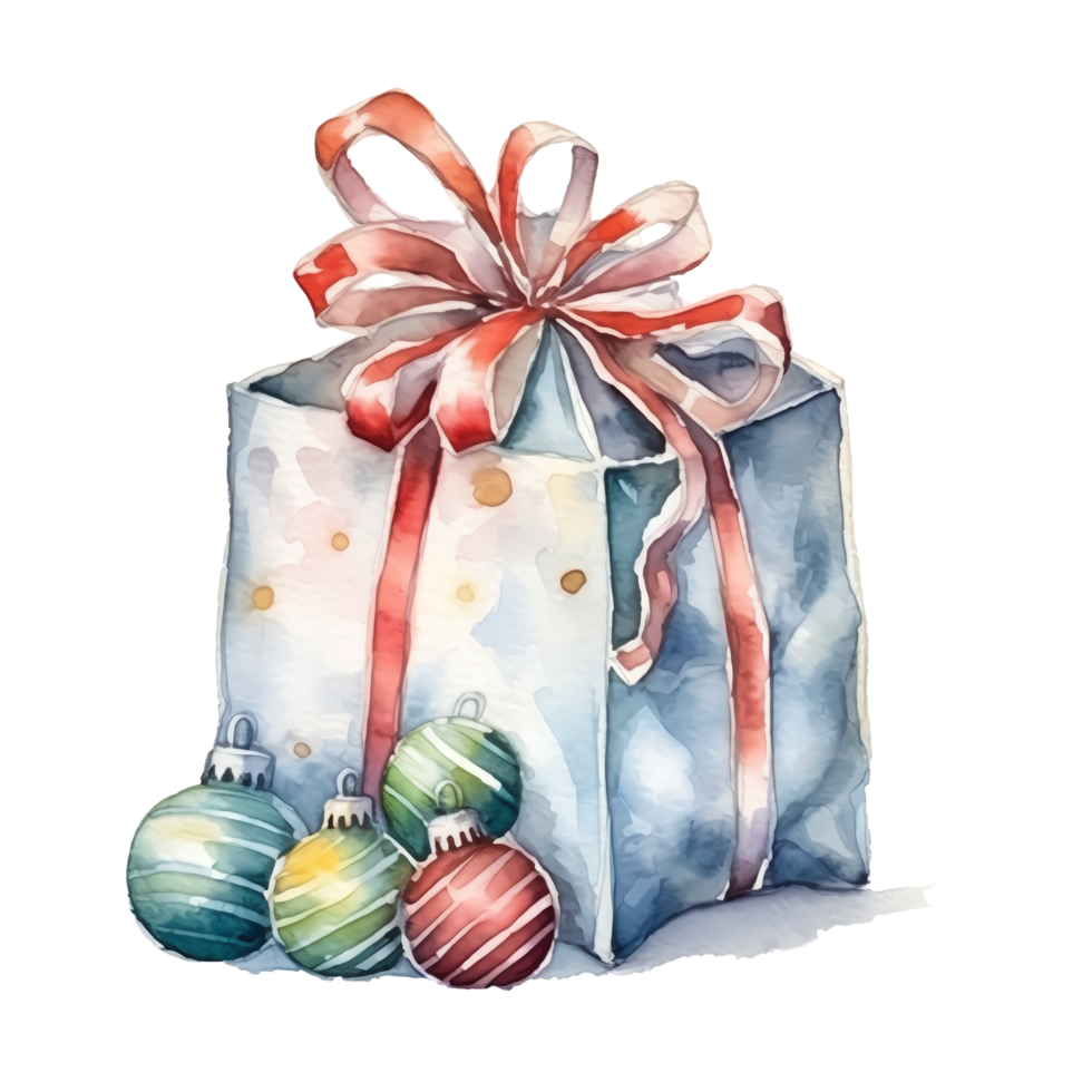 Watercolor Christmas Gifts Clipart, Christmas Watercolor Presents. AI Generated. png
