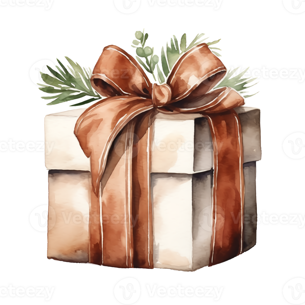 Watercolor Christmas Gifts Clipart, Christmas Watercolor Presents. AI Generated. png