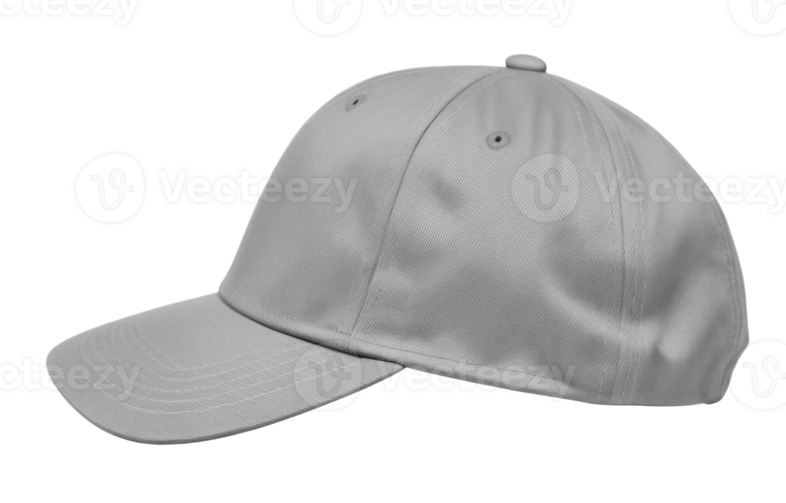 Blank gray baseball cap isolated on transparent background. Template Mock up. Side view. AI Generative png