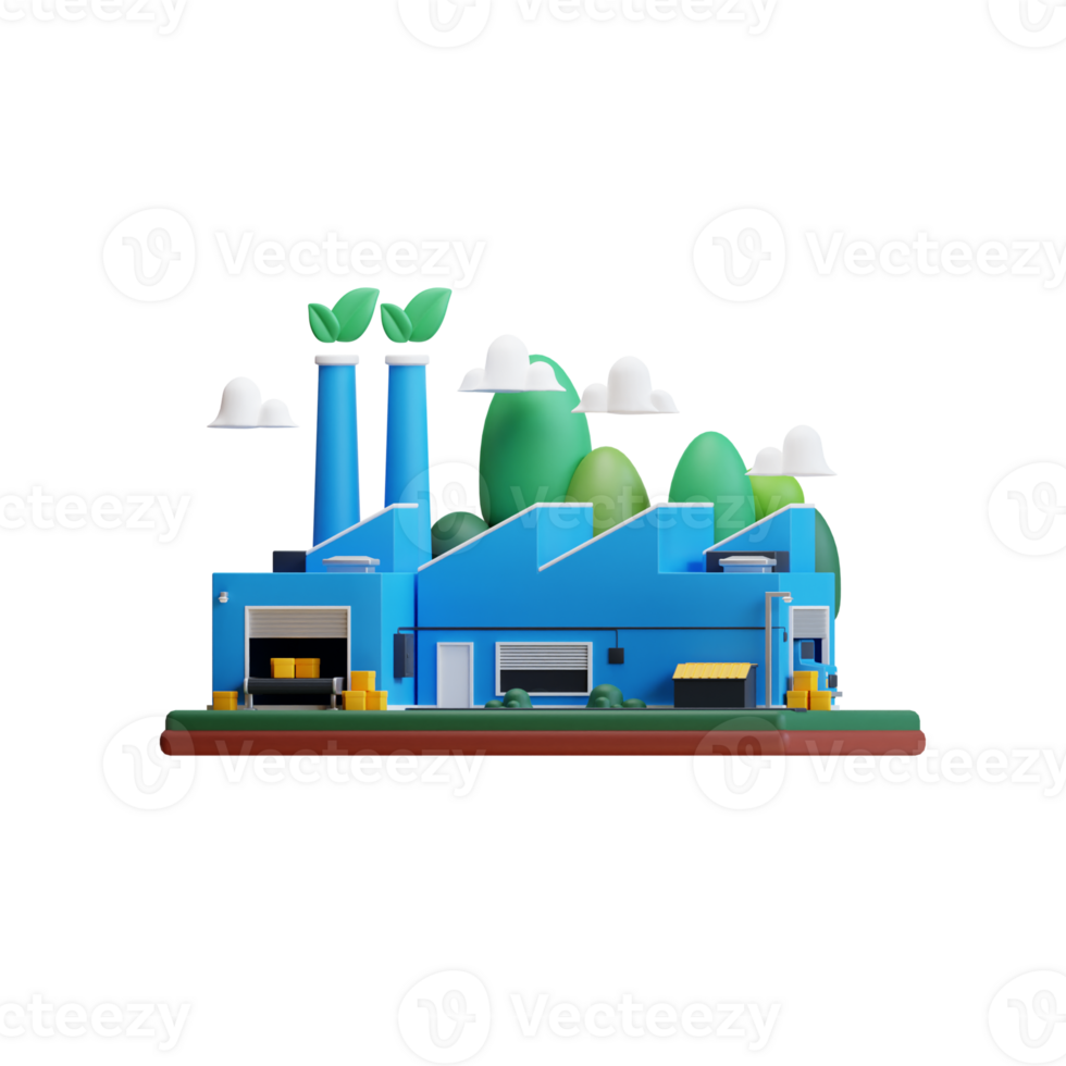 environmentally friendly factory. 3d Green Energy icon, Clean Energy. png