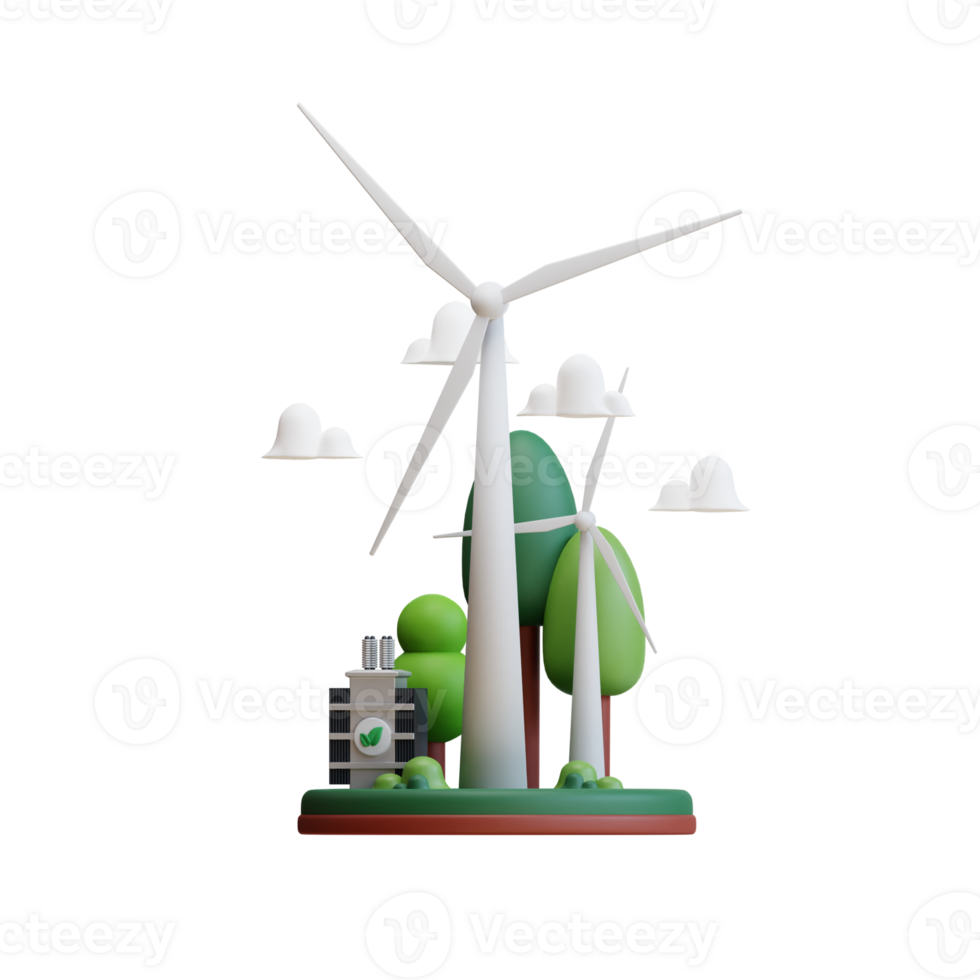vento energia Generatore .3d turbina verde energia icona, pulito energia, ambientale alternativa rinnovabile energia. png