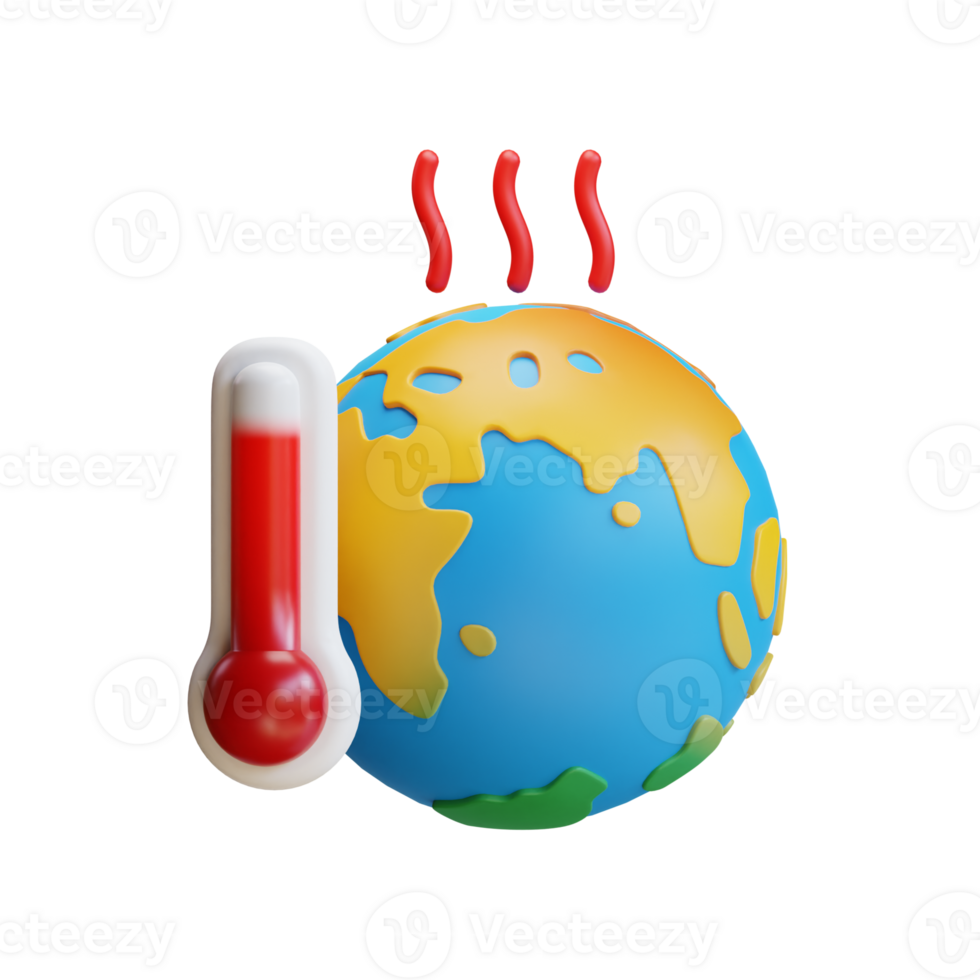 global warming .3d Green Ecology icon, climate change, planet, hot. png